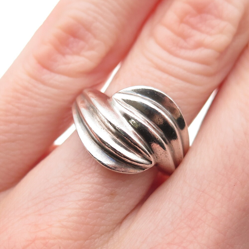 925 Sterling Silver Vintage Modernist Oxidized Ring Size 6